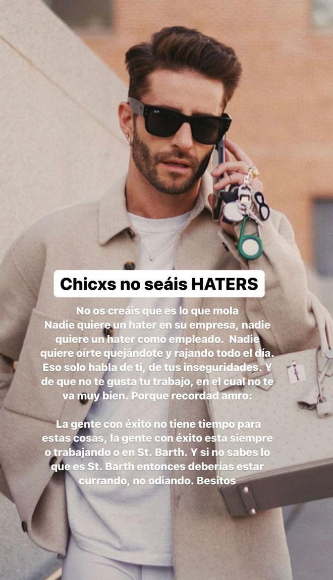 Pelayo Díaz, contra las críticas en Instagram