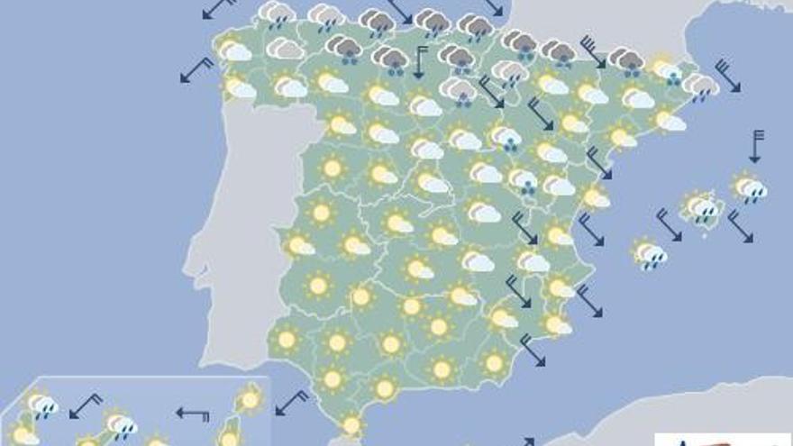 Nubes y claros y posibilidad de lluvias débiles en Canarias