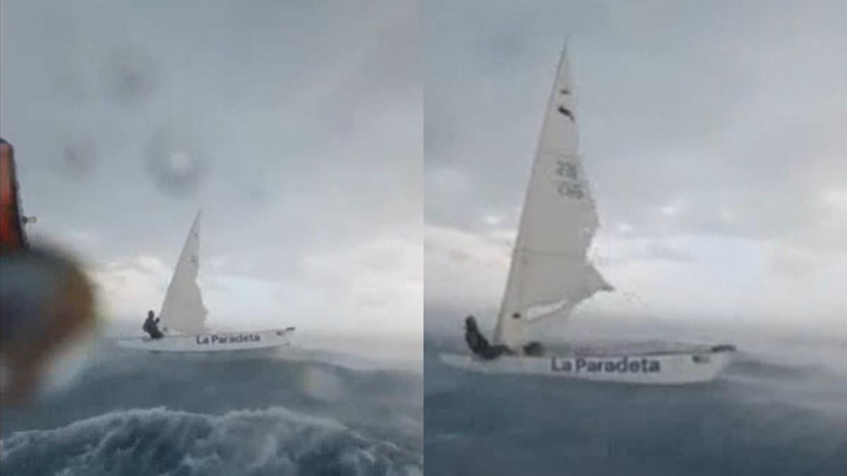 Un hombre es rescatado en alta mar en Barcelona.