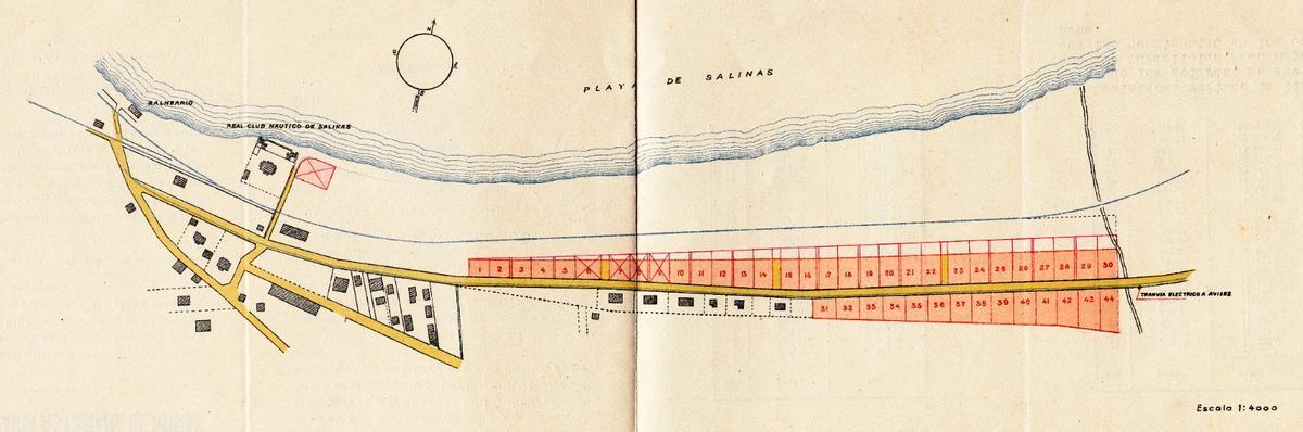 La parcelación que realizó la Real Compañía de Minas de la playa de Salinas en 1923
