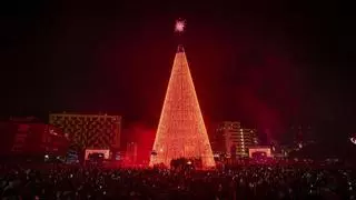 Así es el 'superárbol' de Navidad de Badalona: Albiol lo ha presentado este sábado