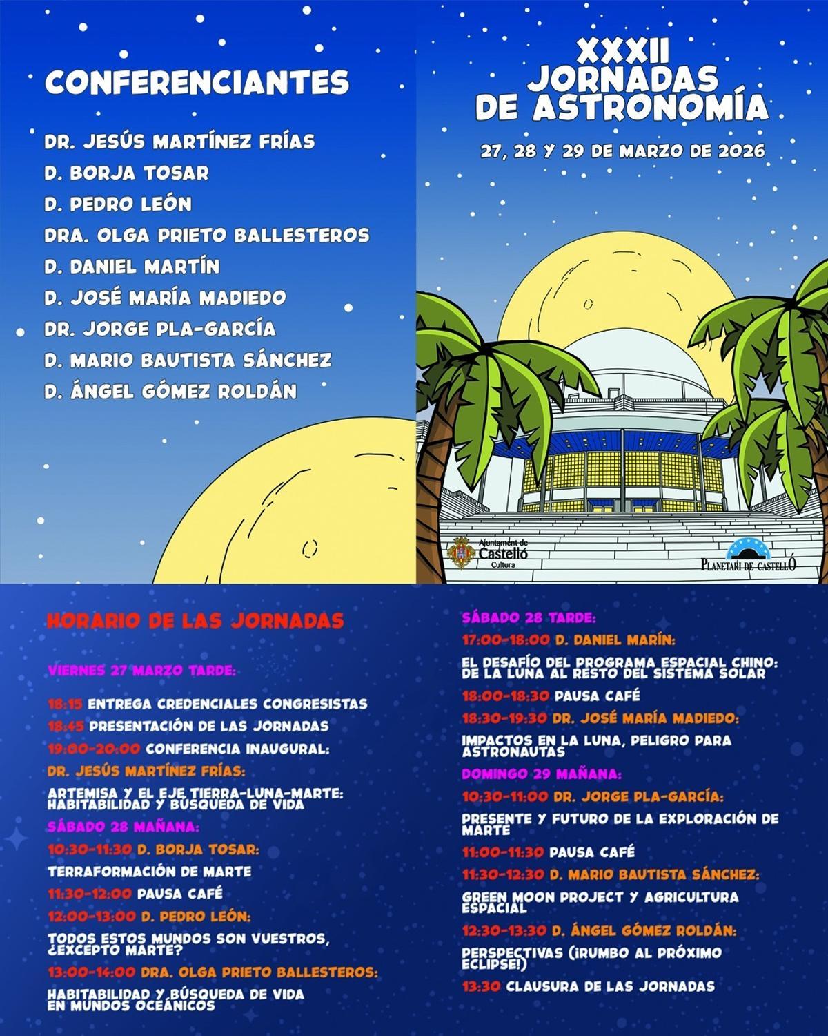 Cartell de les XXXII Jornades d'Astronomia del Planetari de Castelló.