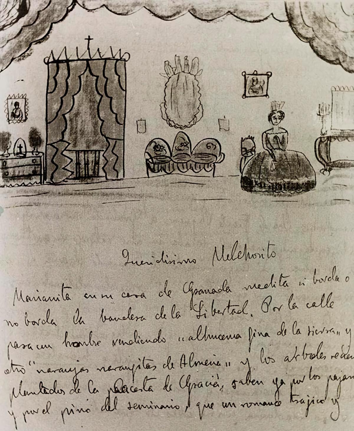 Un dibuix de Dalí pel muntatge 'Mariana Pineda' de Lorca.