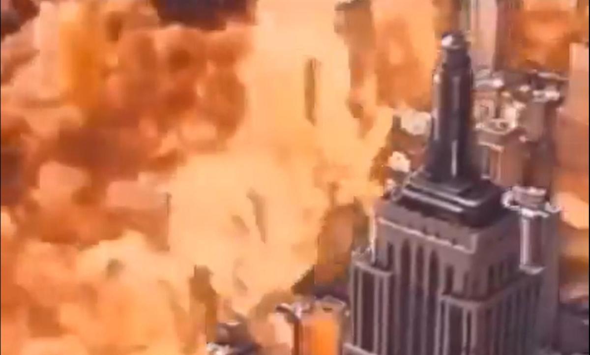 Recreación de la destrucción de Manhattan con un ataque nuclear, en un vídeo propagandístico ruso difundido estos días en latiinoamérica.