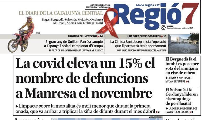 La portada de Regió7 d&#039;aquest dimarts, 1 de desembre