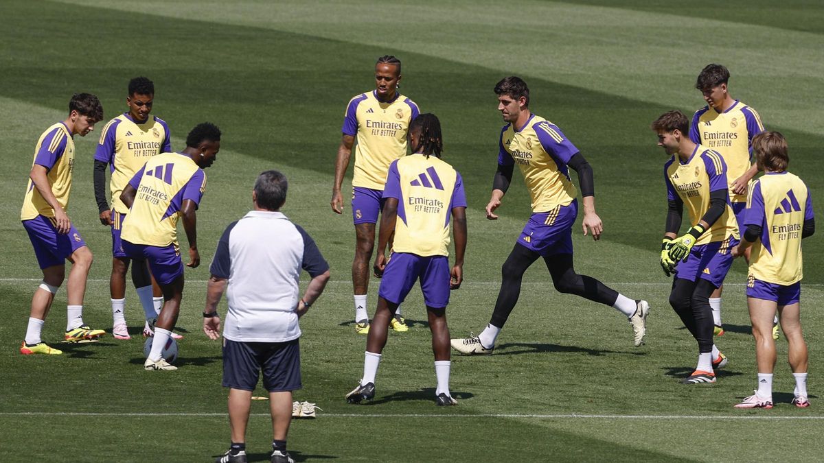 Entrenamiento del Real Madrid este viernes.