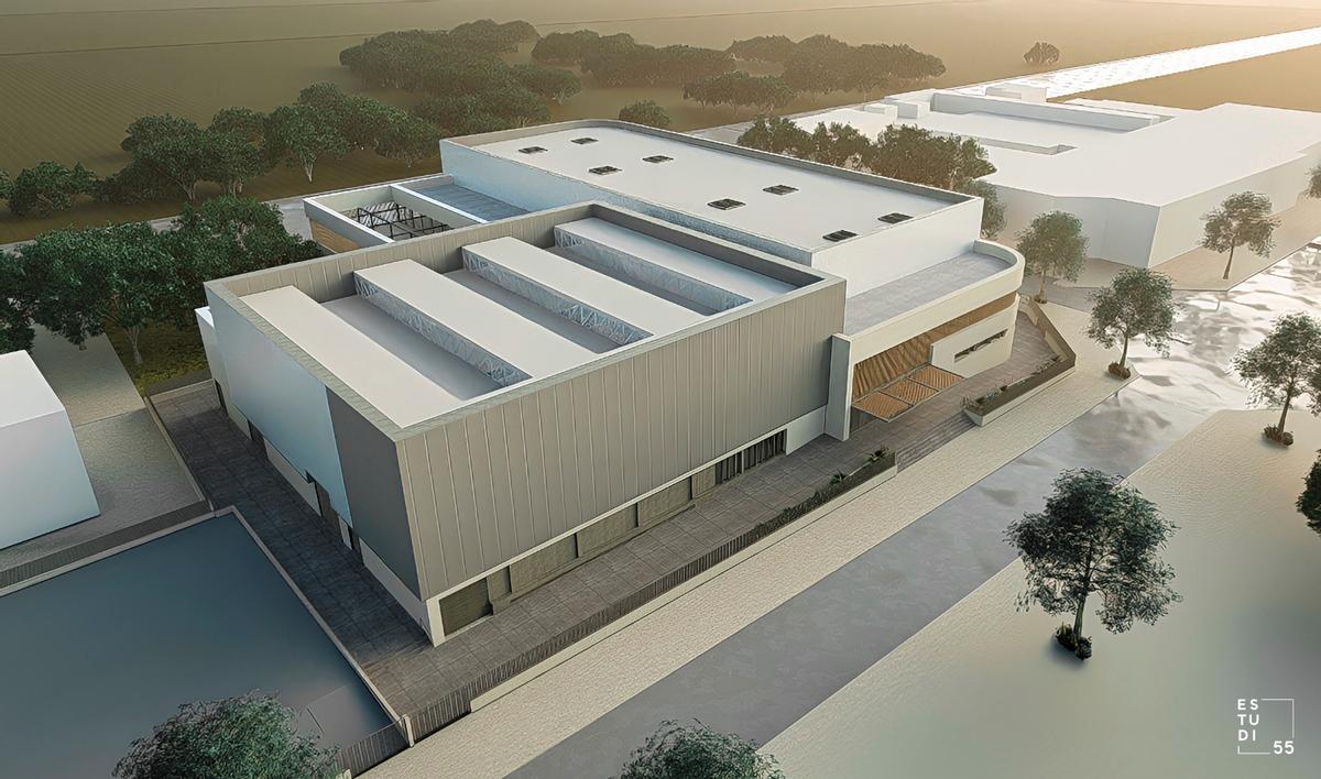 Imagen virtual del complejo multideportivo que se construye en Sueca.