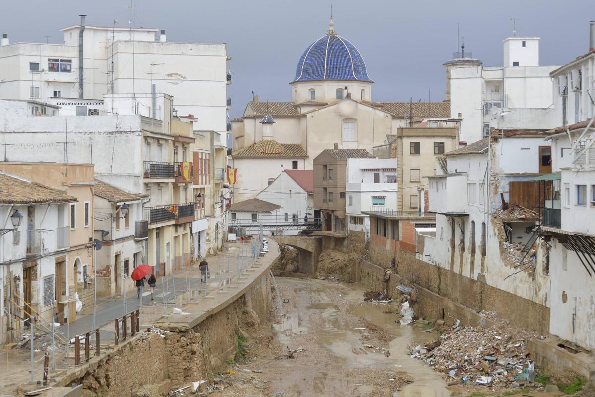 El barranco de Chiva, donde las inundaciones del 29 de octubre arrasaron parte del casco urbano.