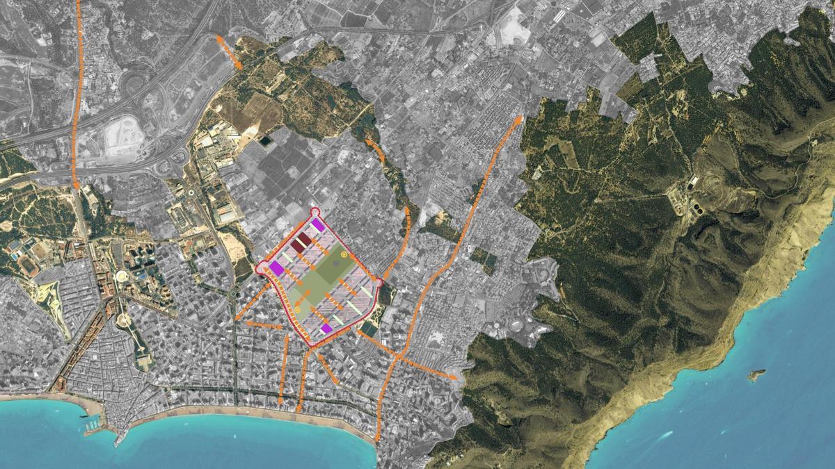 Uno de los planos del proyecto de Ensanche Levante de Benidorm.