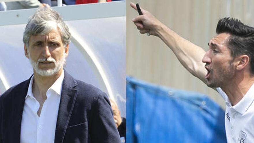 Pablo Alfaro y Raúl Casañ, los entrenadores de la UD Ibiza y la Peña Deportiva, respectivamente.
