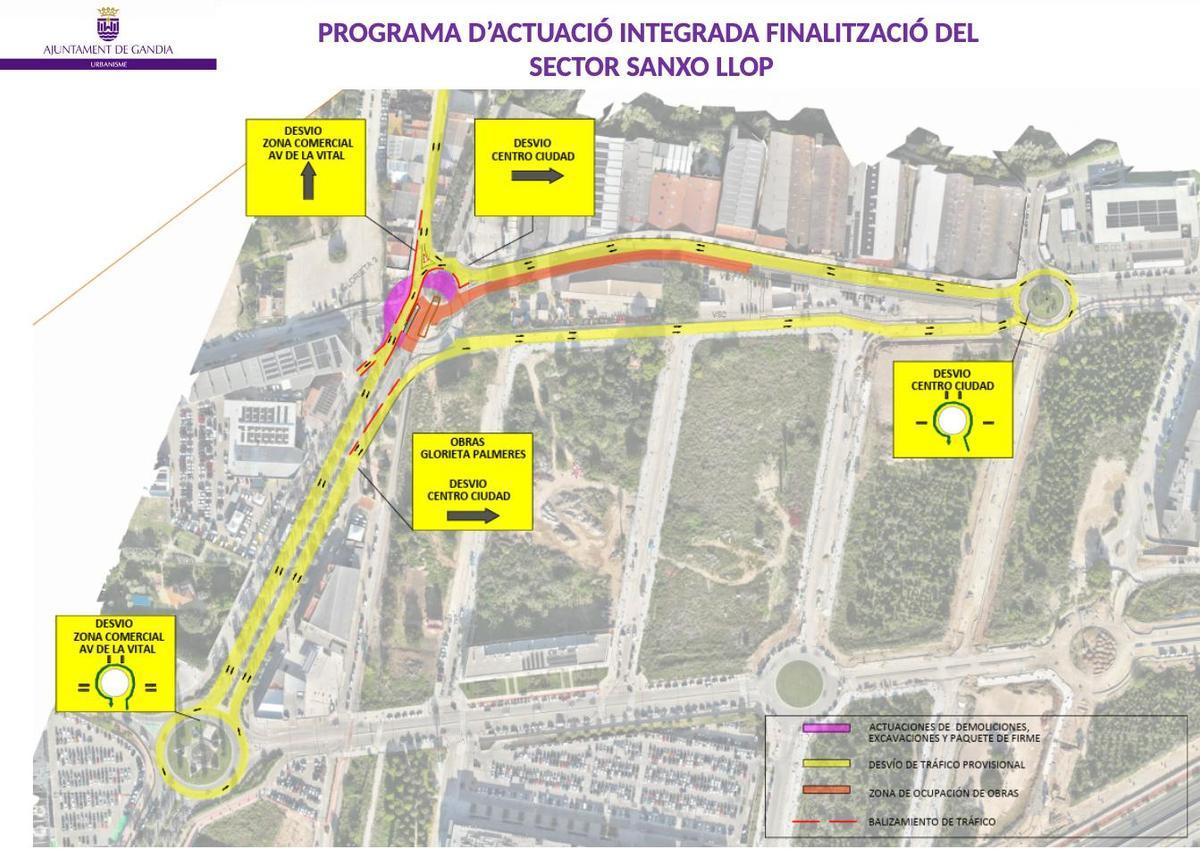 Plano con los desvíos alternativos.