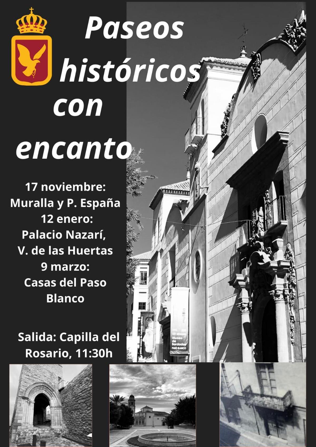 Cartel anunciador de los 'paseos históricos con encanto'.