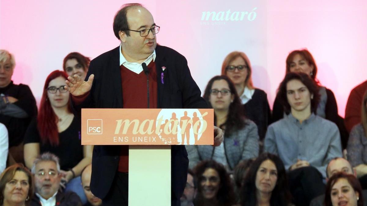 El primer secretario del PSC, Miquel Iceta, en Mataró.