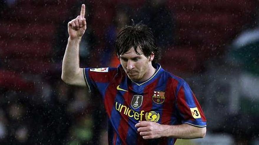 Leo Messi celebra un gol en el Camp Nou