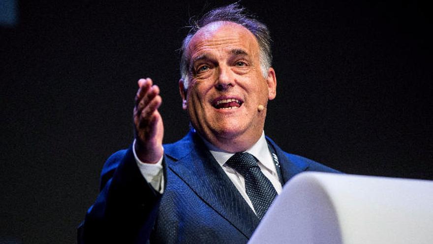 Javier Tebas, durante un acto promocional reciente de LaLiga.