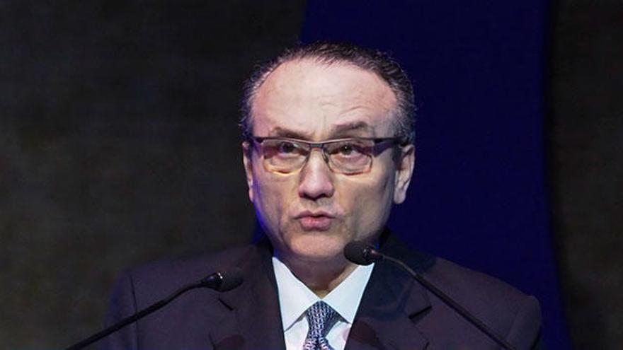El presidente de Prensa Ibérica, Javier Moll, en un instante de su intervención durante la gala de entrega de los premios, celebrada en el ADDA.
