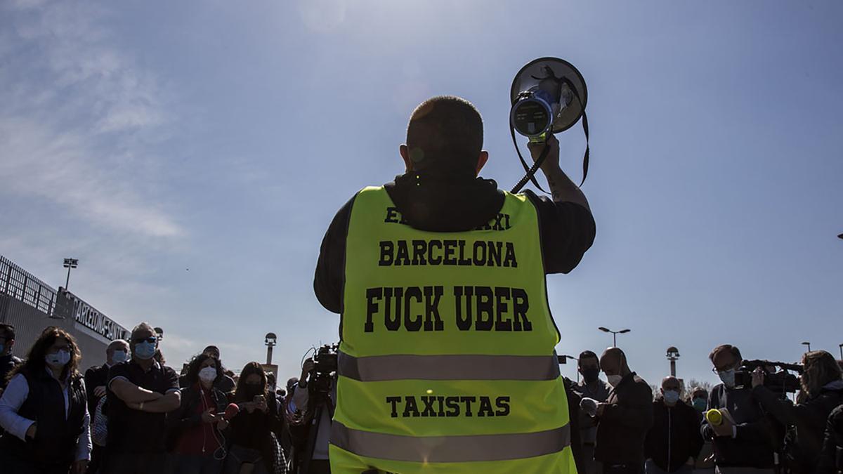 Manifestación de taxistas en Barcelona