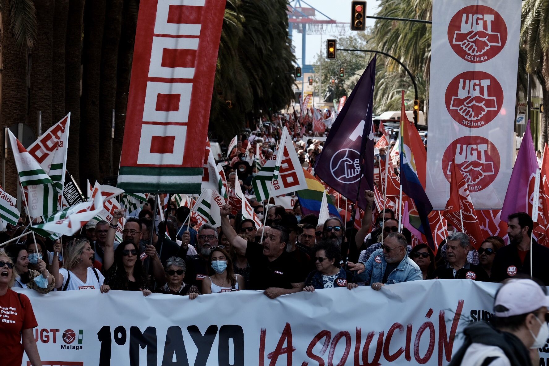 Las imágenes de la manifestación del 1 de mayo en Málaga