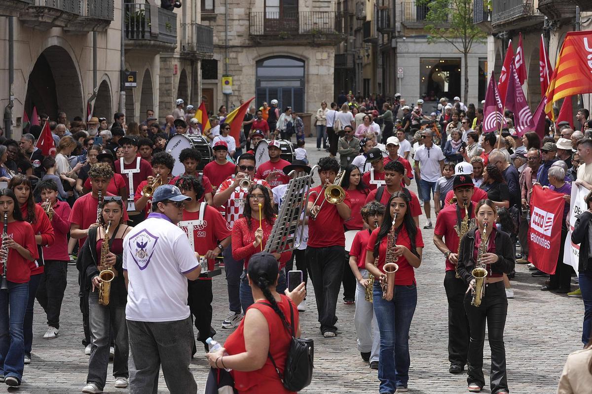 Les imatges de la manifestació de l'1 de maig a Girona