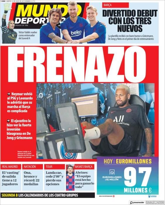 Portada MUNDO DEPORTIVO martes 16 julio 2019