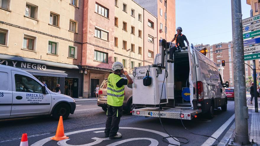 Luces de Navidad con 31 grados en Cáceres