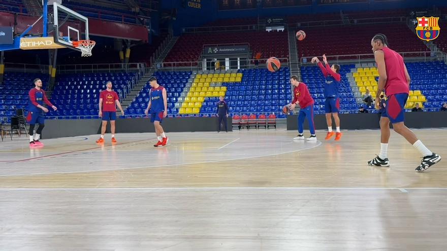 Sesión de tiro del Barça en el Palau en la previa del Partizan