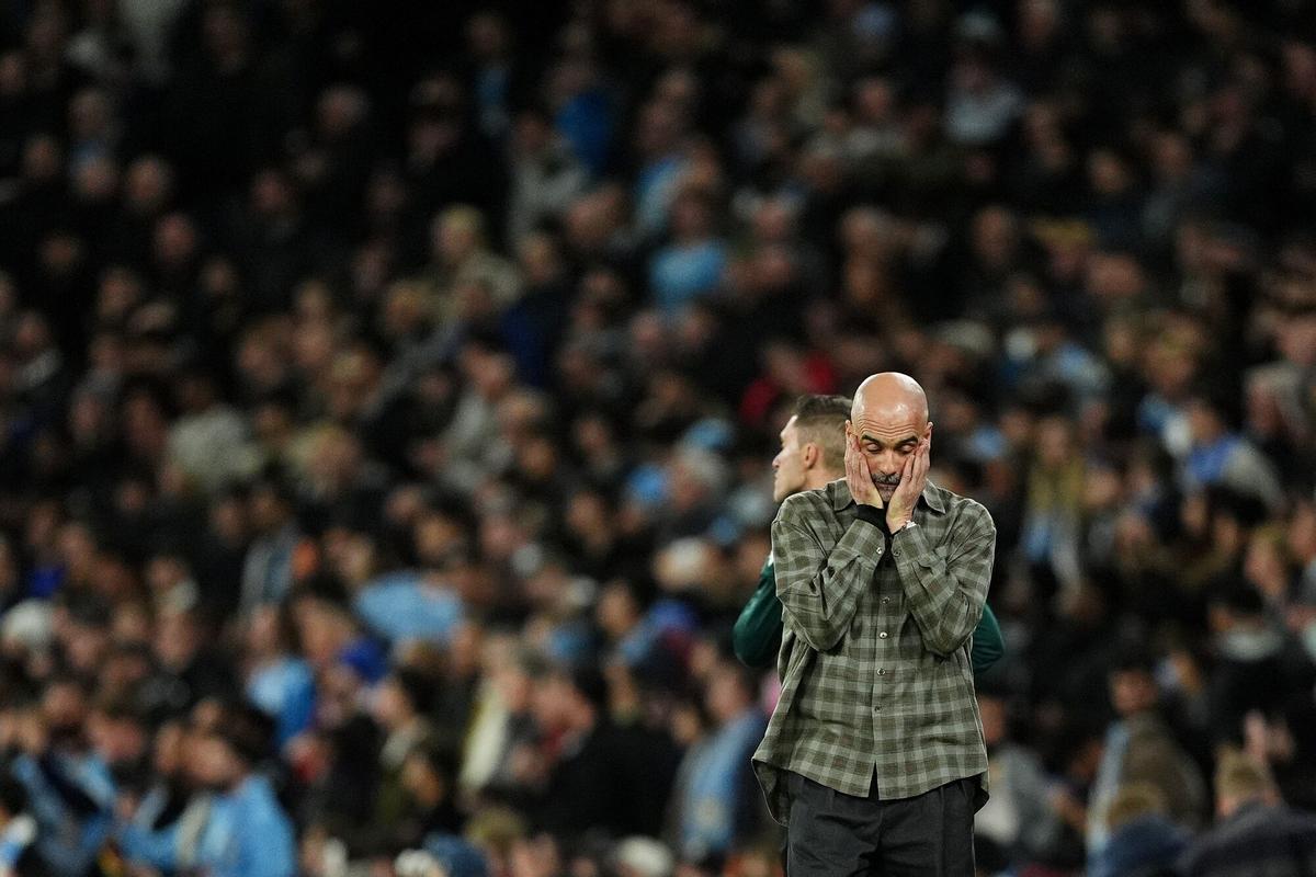 Pep Guardiola, en el Manchester City-Real Madrid.