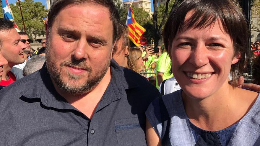 Oriol Junqueras y Ana Pontón, líder del BNG, en la manifestación.