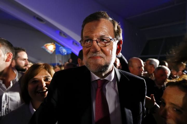 Spanish Prime Minister and People's Party (PP) leader Mariano Rajoy attends a campaign ahead of Spain's general election in Valencia