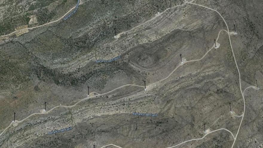 Imágenes de satélite del parque eólico.