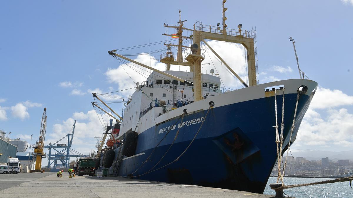 El ‘Aleksandr Mironenko’, durante una escala en el Puerto de Las Palmas efectuada a mediados del pasado mes de marzo.