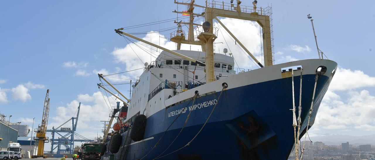 El ‘Aleksandr Mironenko’, durante una escala en el Puerto de Las Palmas efectuada a mediados del pasado mes de marzo.
