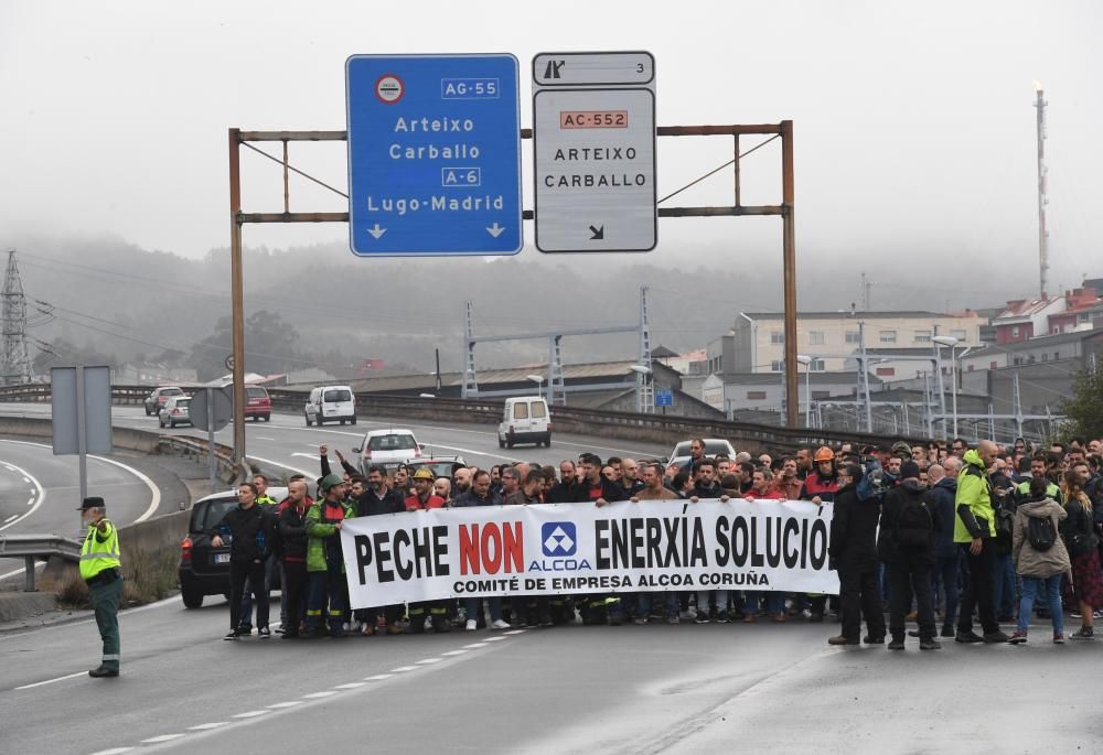 Manifestación de trabajadores de Alcoa en A Coruña