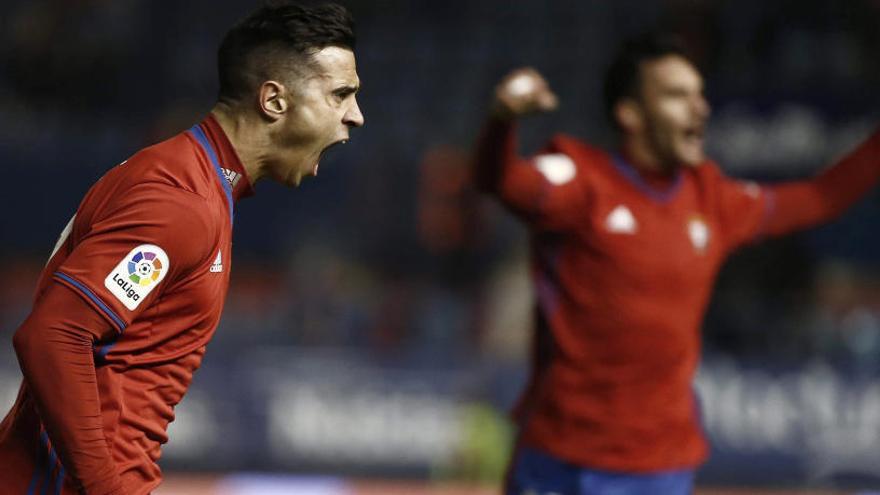 Jaime celebra el gol del 2-0 definitivo para Osasuna.