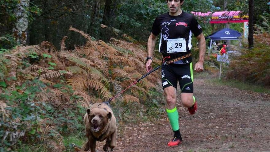 Uno los participantes del canicros del segundo Mushing Montes de Vila de Cruces. // Bernabé/Javier Lalín