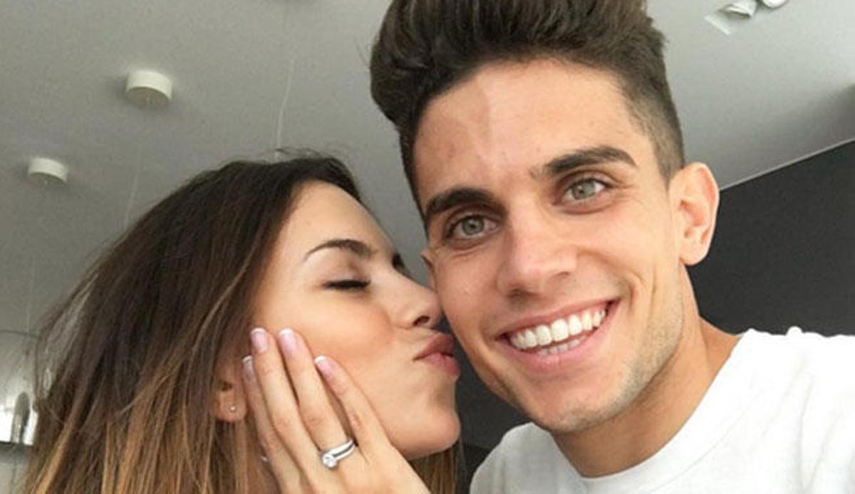 Marc Bartra y Melissa Jiménez en una foto subida a Instagram.