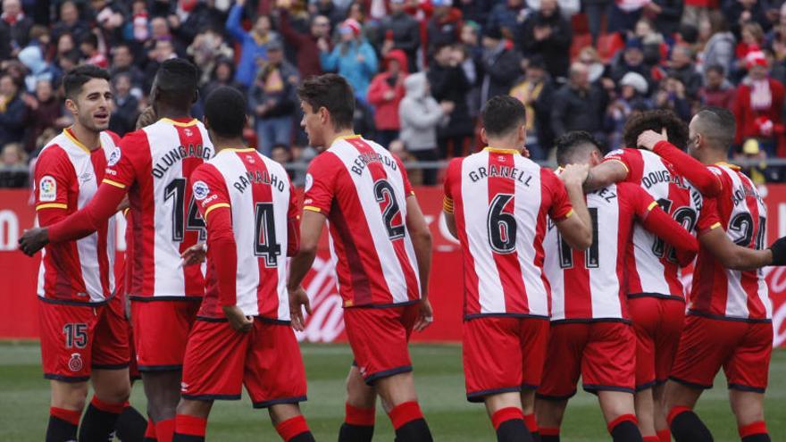 Comunió entre els jugadors del Girona el dia del Las Palmas.