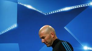 Zinedine Zidane, en víspera del Bayern-Madrid de la Champions 2017-2018.