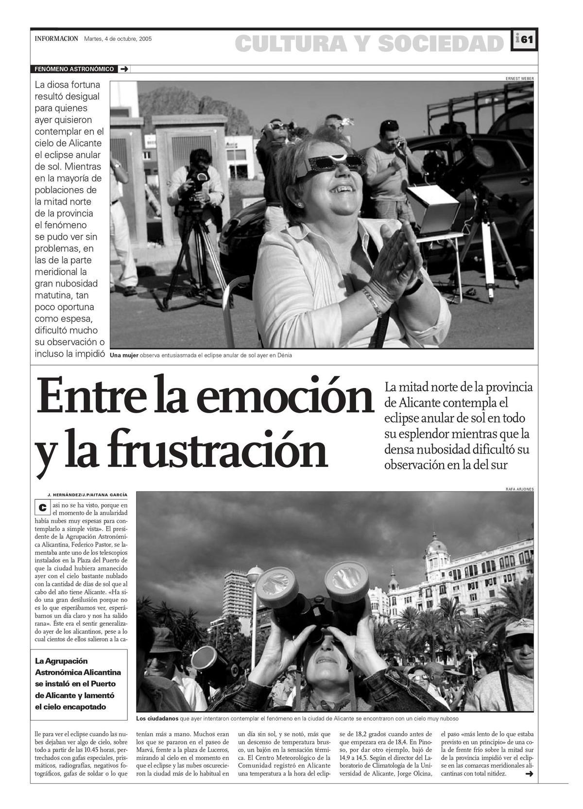 Una de las páginas que dedicó el periódico al fenómeno astronómico.
