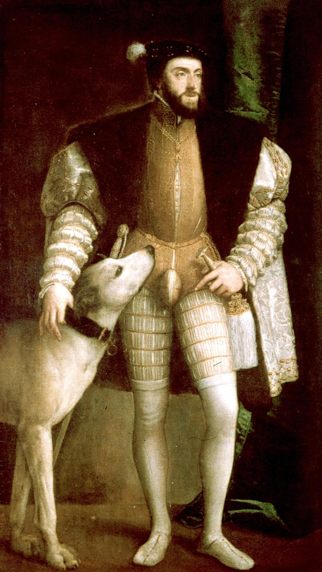 El Emperador Carlos I de España junto a su perro, obra de Tiziano.