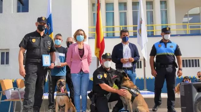 Día de puertas abiertas: Los perros antidroga de la policía ‘atrapan’ a los más pequeños en Maspalomas