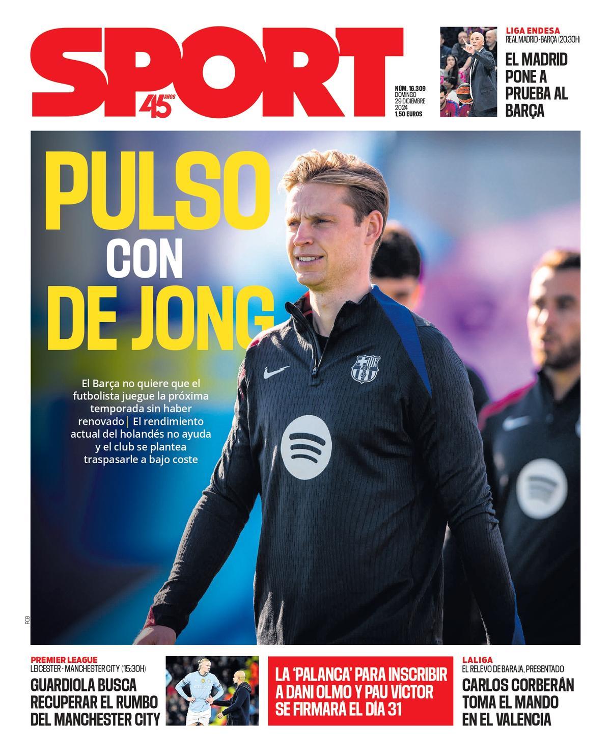La portada SPORT de hoy, domingo 29 de diciembre de 2024