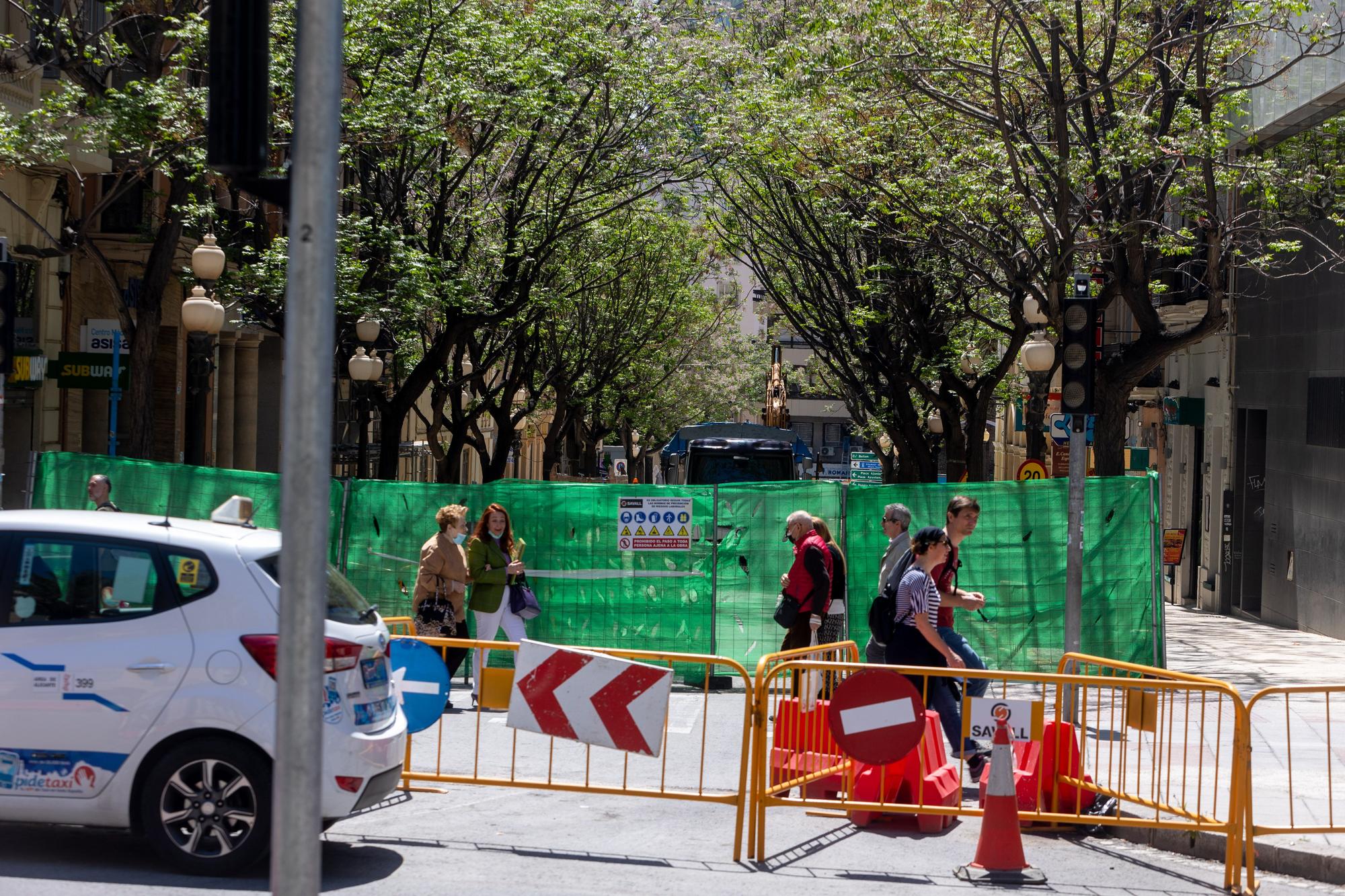 Obras en el centro comercial de la ciudad de Alicante