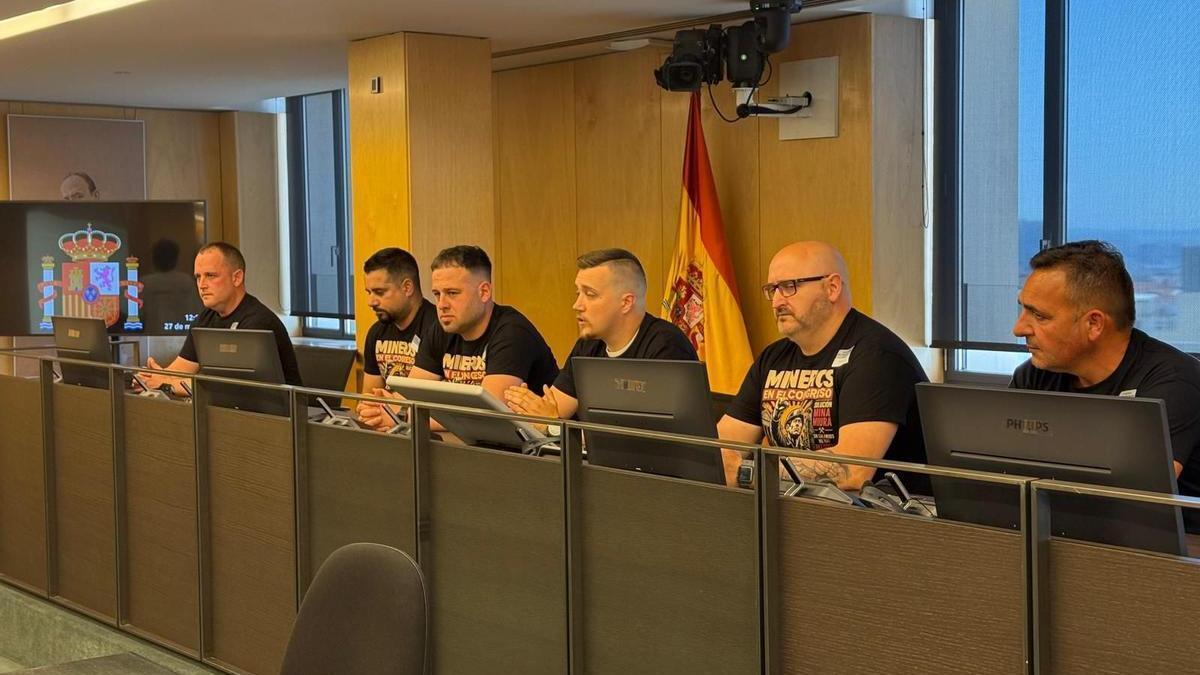 Por la izquierda, Héctor Pérez, Héctor López, Santiago González, José María Pérez, Ángel Pérez y Luis Alberto García Iglesias, en el encuentro con los diputados nacionales.