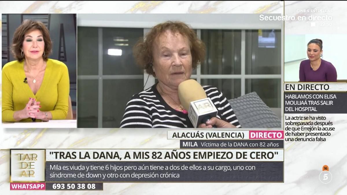 Ana Rosa y Mila, afectada por la DANA, en 'TardeAR'