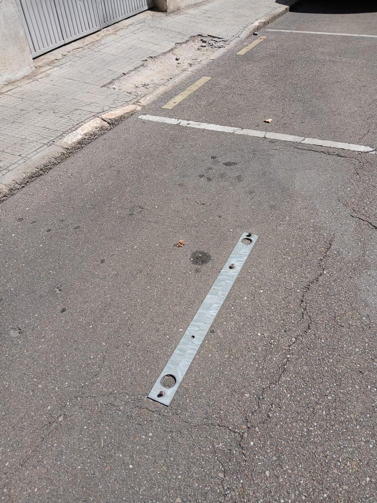 Plataforma metálica en la calle del Cid