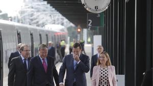 Rajoy y Pastor, en la inauguración del AVE de Valladolid a Palencia y León.