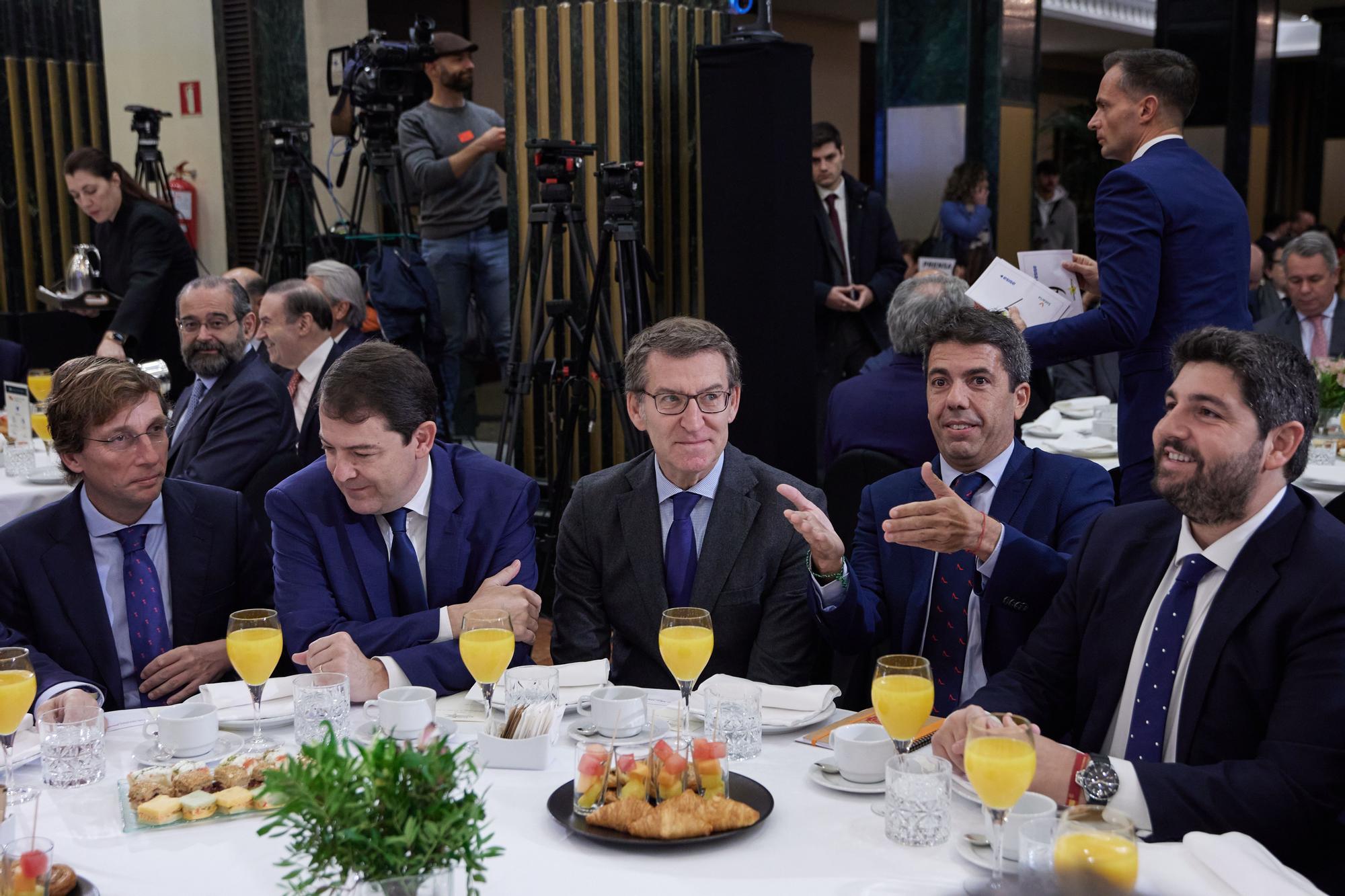 Mazón junto a Feijóo, Mañueco y Almeida en Madrid.