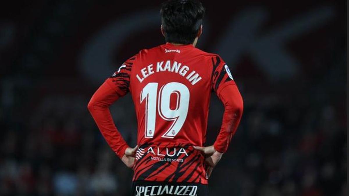 Kangin Lee en su último partido con el Mallorca