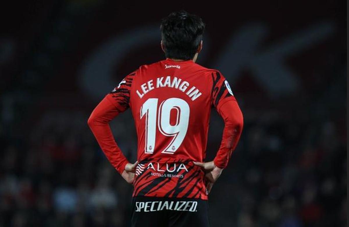 Kangin Lee en su último partido con el Mallorca